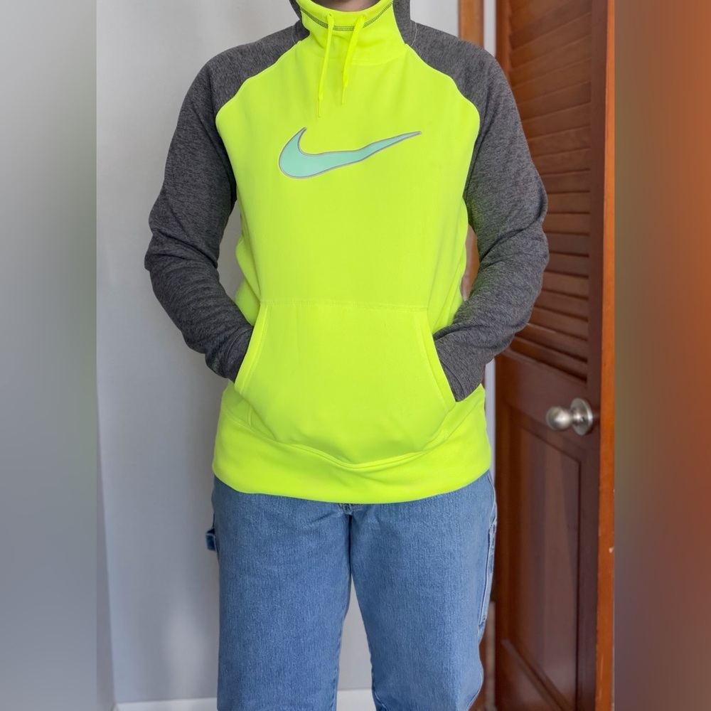 Nike Lime Green and Charcoal Hoodie